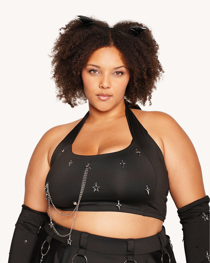 1-800 Techno Grl Halter Top with Arm Warmers