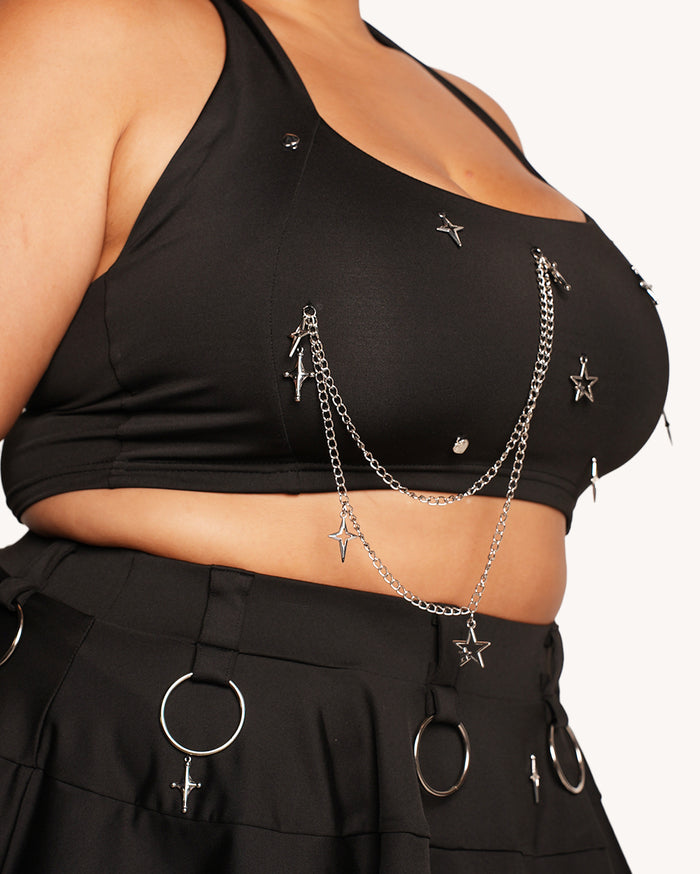 1-800 Techno Grl Halter Top with Arm Warmers