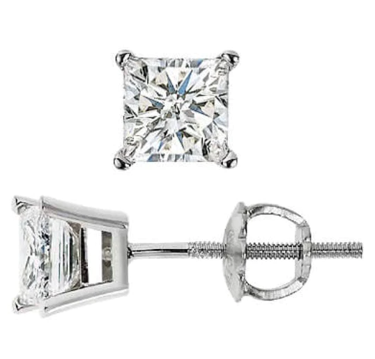1/4 Carat Princess Cut Diamond Martini Studs