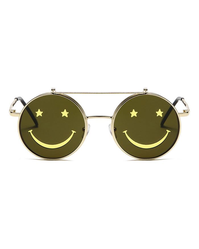 303 Vibes Smiley Sunglasses-Black/Yellow-Mock2