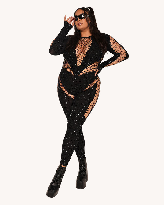 365 Party Grl Rhinestone Long-Sleeve Jumpsuit