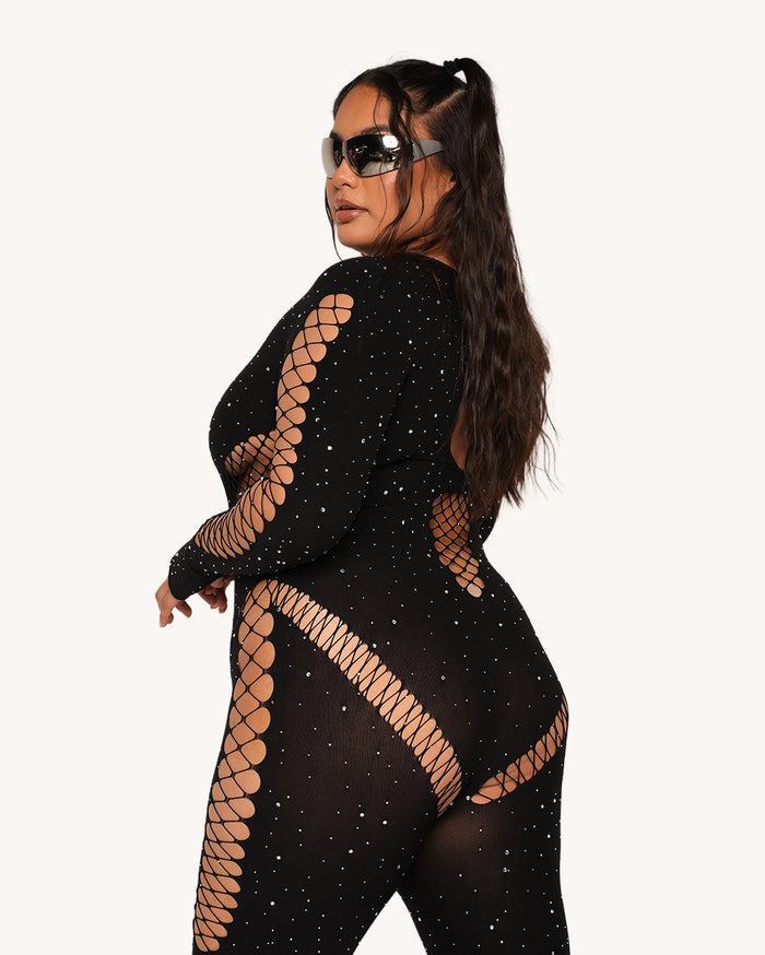 365 Party Grl Rhinestone Long-Sleeve Jumpsuit