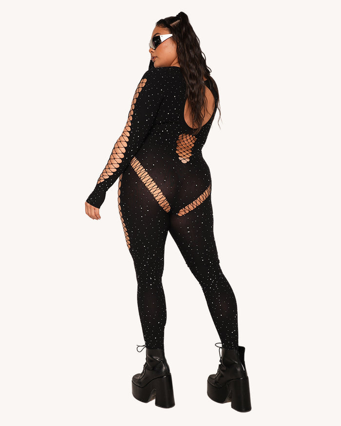 365 Party Grl Rhinestone Long-Sleeve Jumpsuit