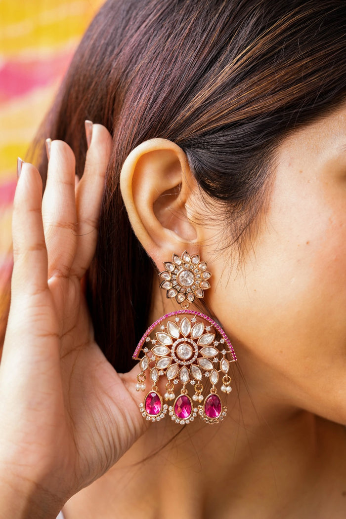 Ahilyabai Kundan Gold Plated Fusion Earrings