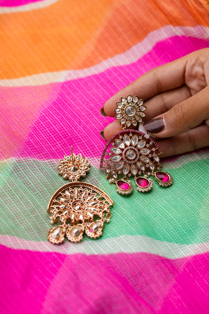 Ahilyabai Kundan Gold Plated Fusion Earrings