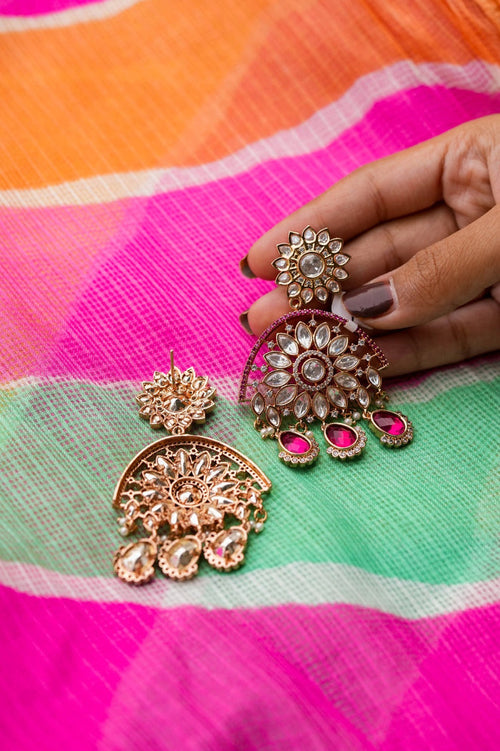 Ahilyabai Kundan Gold Plated Fusion Earrings