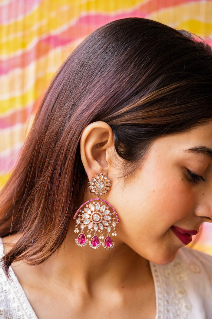 Ahilyabai Kundan Gold Plated Fusion Earrings