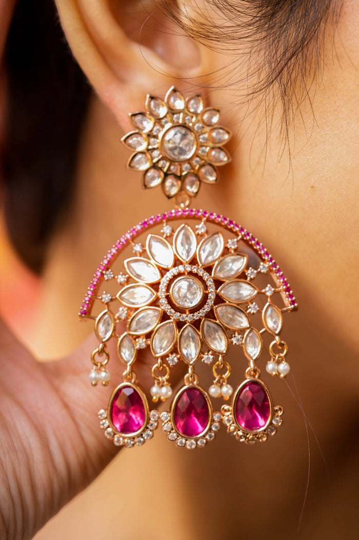 Ahilyabai Kundan Gold Plated Fusion Earrings