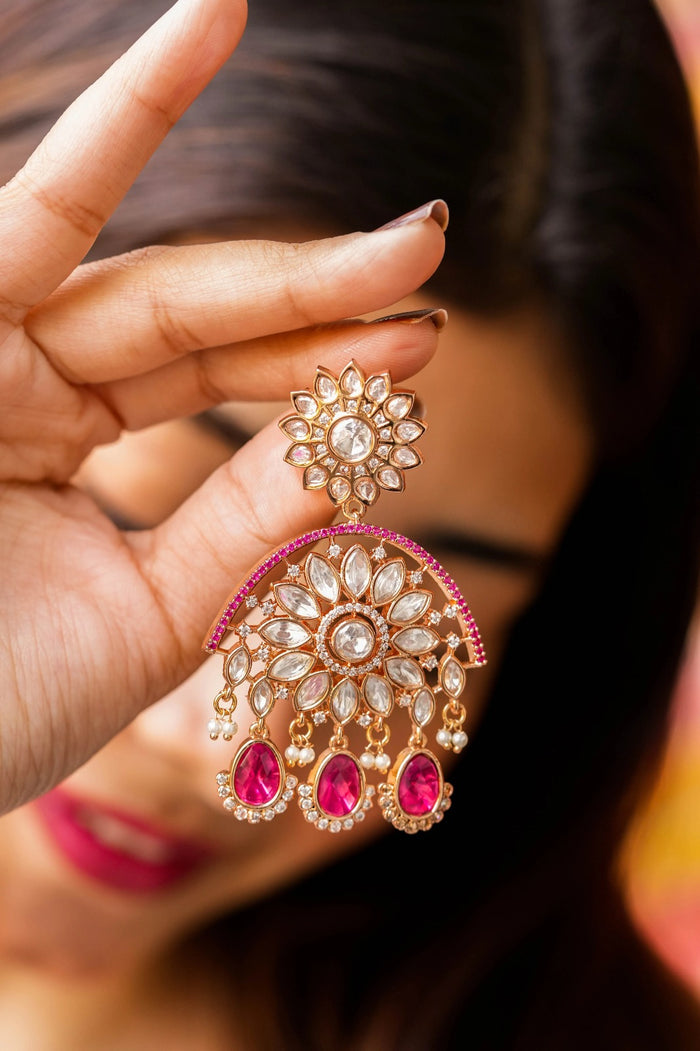 Ahilyabai Kundan Gold Plated Fusion Earrings