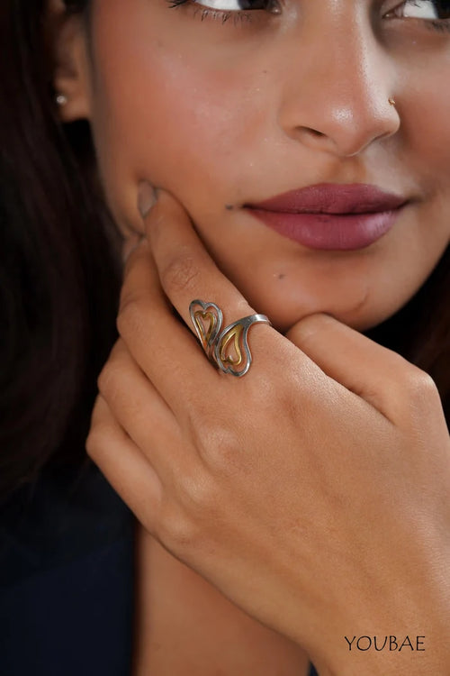 Ailani Free Sized, Adjustable Infinity Mix Stainless Steel, Anti Tarnish Ring