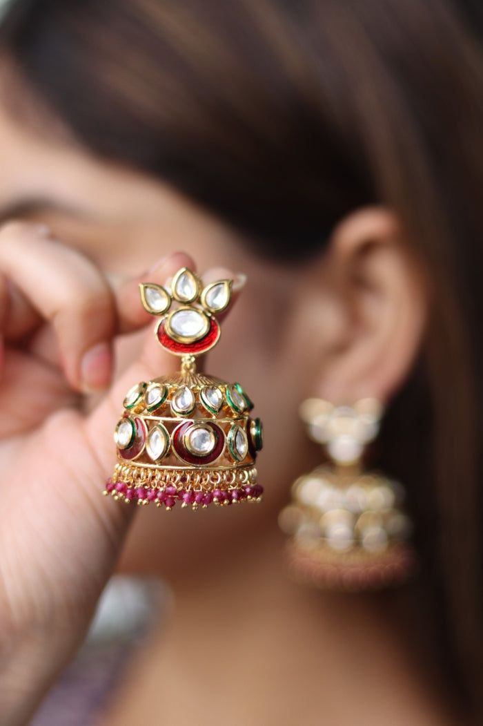 Amaara Gold Plated Kundan Jhumka Earrings