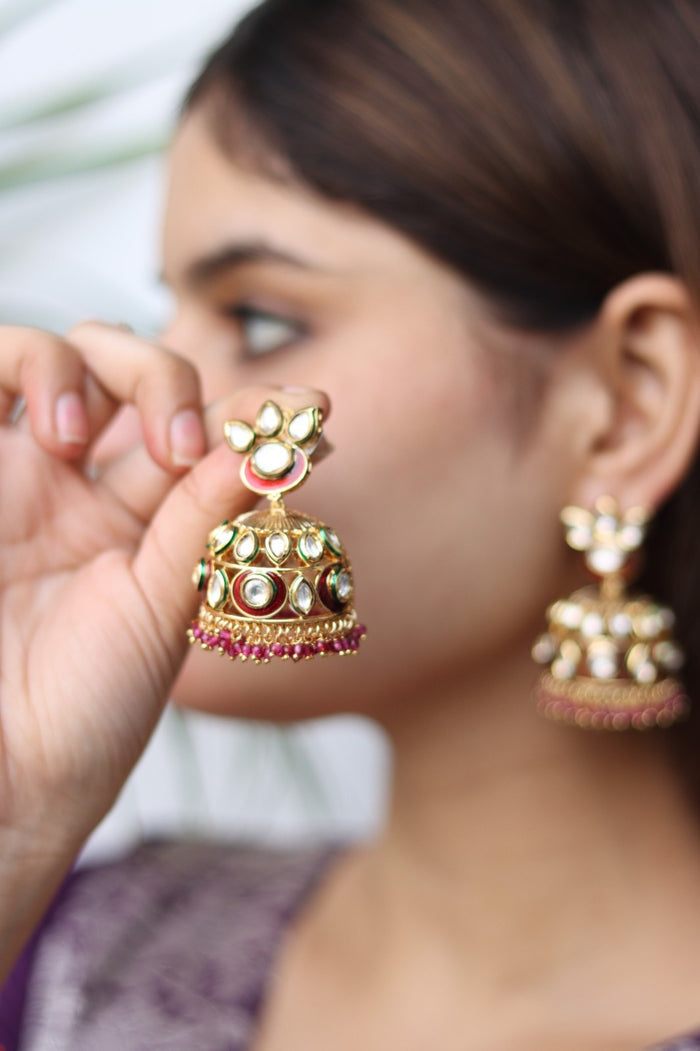 Amaara Gold Plated Kundan Jhumka Earrings
