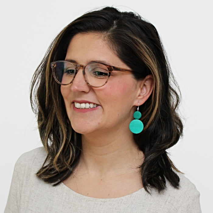 Aqua Double Bead Sarah Earrings - Sylca Designs - Chunky Jewelry