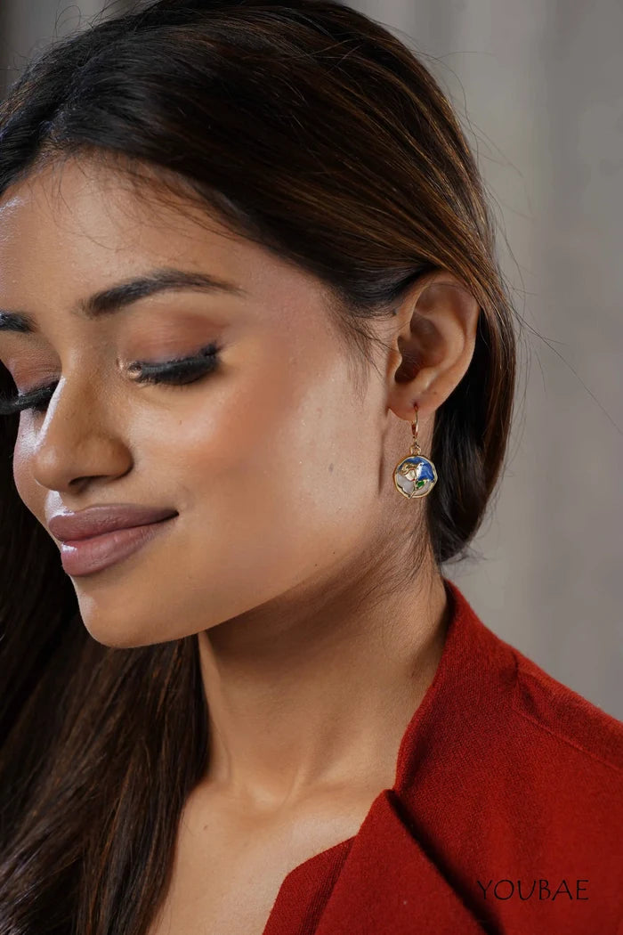 Aqua Flower Drop Earrings