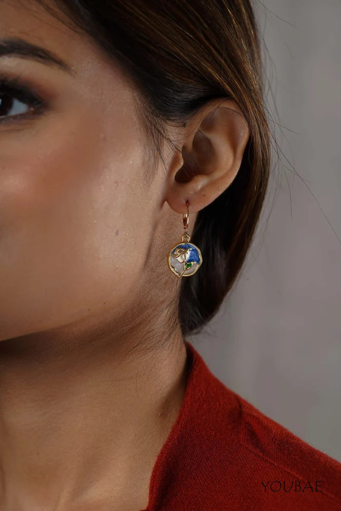 Aqua Flower Drop Earrings