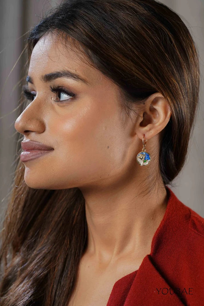Aqua Flower Drop Earrings