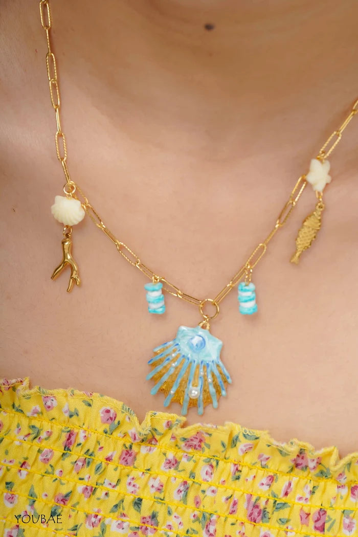 Aqua Sea Shell Anti Tarnish Neckpiece