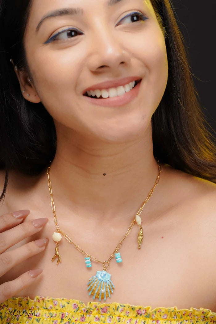 Aqua Sea Shell Anti Tarnish Neckpiece