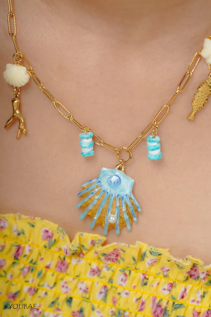 Aqua Sea Shell Anti Tarnish Neckpiece