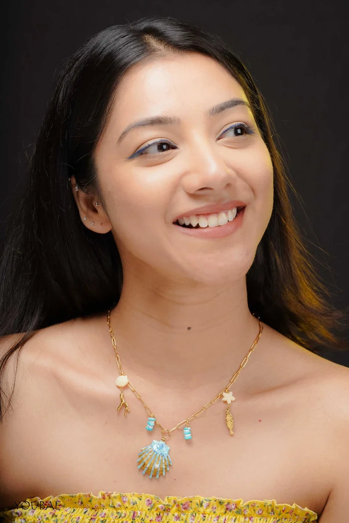 Aqua Sea Shell Anti Tarnish Neckpiece