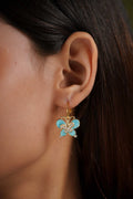 Aqua Studded Butterfly Earrings