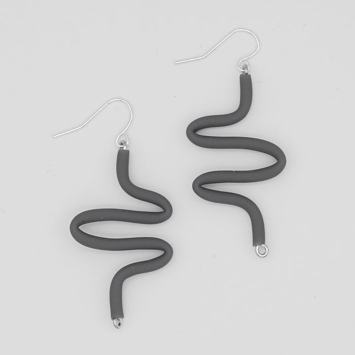 Artistic Rubber Tubing Naya Earrings Gray - Sylca Designs - Chunky Jewelry