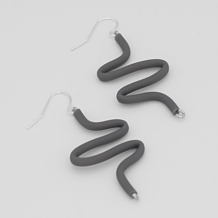Artistic Rubber Tubing Naya Earrings Gray - Sylca Designs - Chunky Jewelry