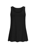 reversible black a-line singlet with scoop and boat necklines and long line body, women's bamboo clothing