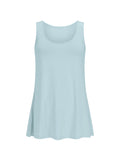 reversible light topaz blue a-line singlet with scoop and boat necklines and long line body, women's bamboo clothing