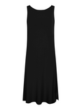 Reversible black midi length a-line sleeveless dress with scoop and boat necklines, women's bamboo clothing