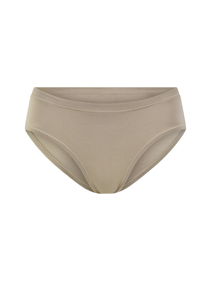 Bamboo women's caramel nude mid rise underpants on white background