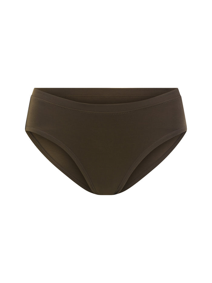 Bamboo women's cocoa brown mid rise underpants on white background