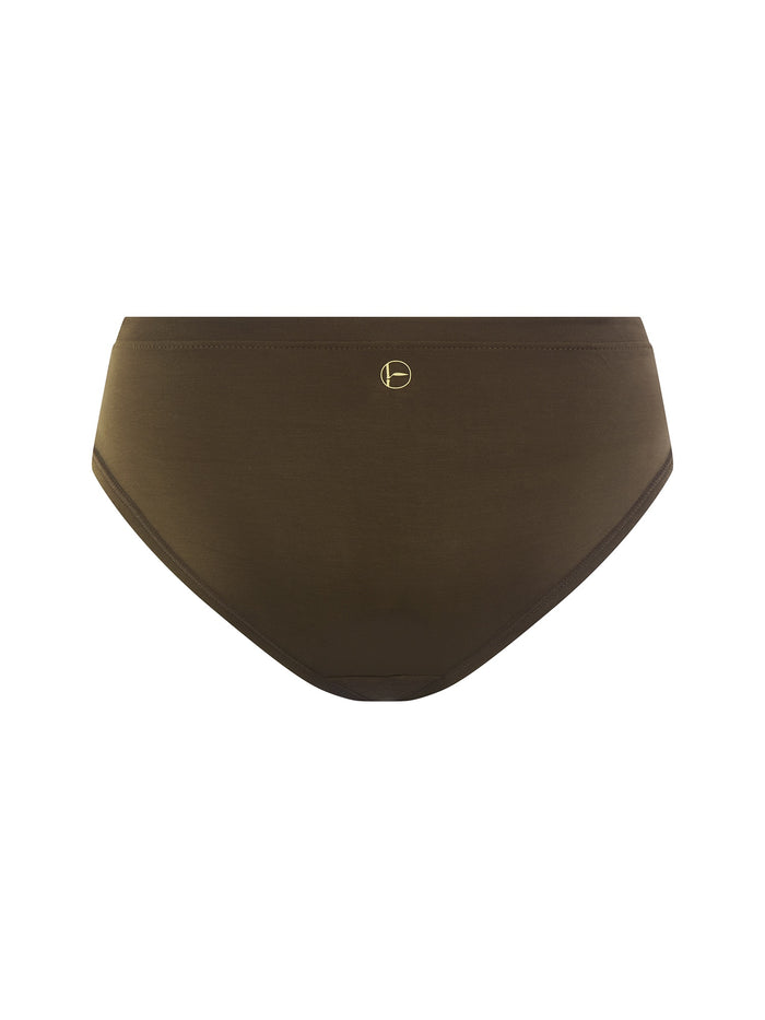 Bamboo women's cocoa brown mid rise underpants on white background