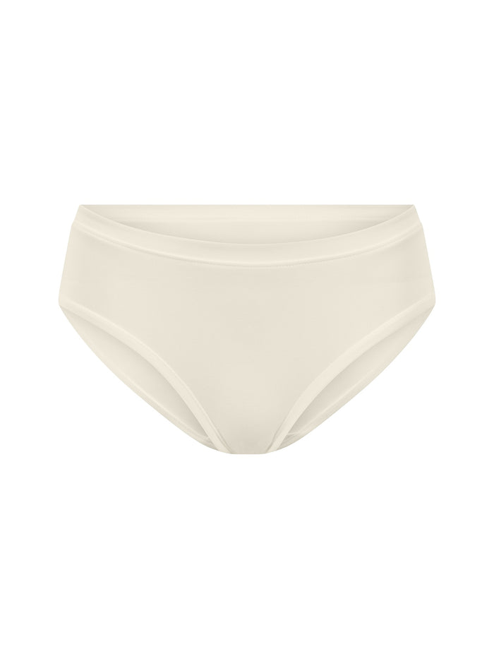 Bamboo women's cream mid rise underpants on white background