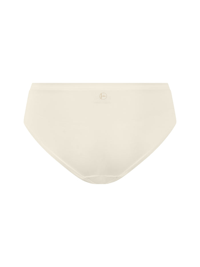 Bamboo women's cream mid rise underpants on white background