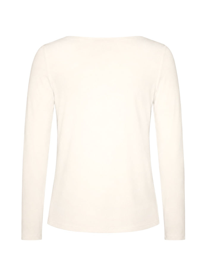 Bamboo Boat Neck Long Sleeve Tee - Cream