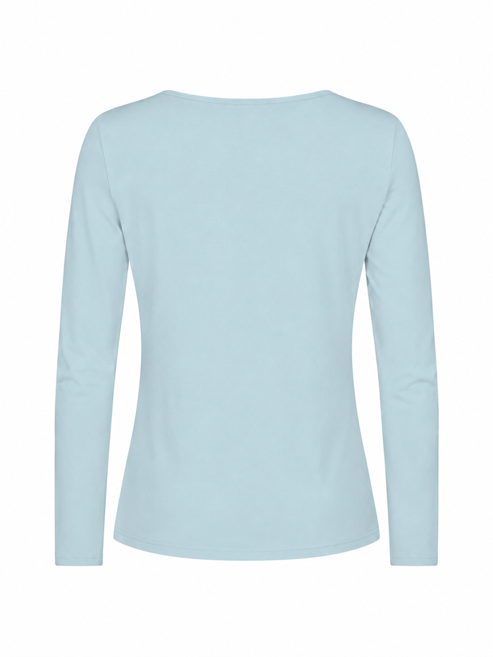Bamboo Boat Neck Long Sleeve Tee - Topaz