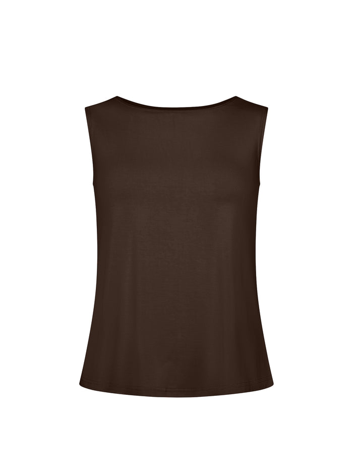 cocoa boat neck singlet with wide shoulder coverage, women's bamboo clothing