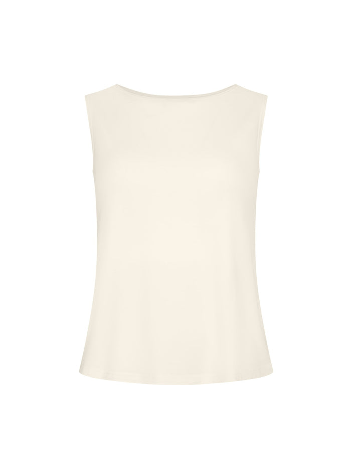 Bamboo Boat Neck Singlet - Cream