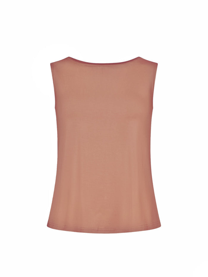 Bamboo Boat Neck Singlet - Toffee