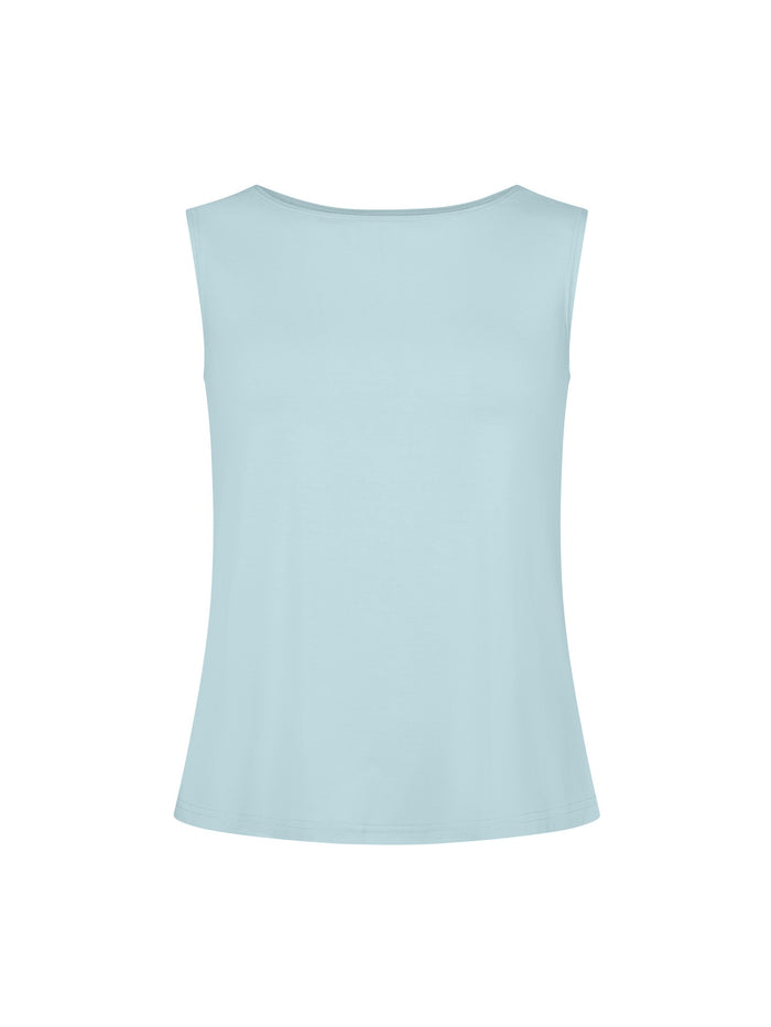 light Topaz blue boat neck singlet, women's bamboo clothing