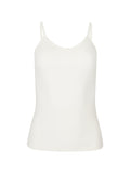cream body singlet with in-built bralette, subtle v front and adjustable straps, women's bamboo clothing