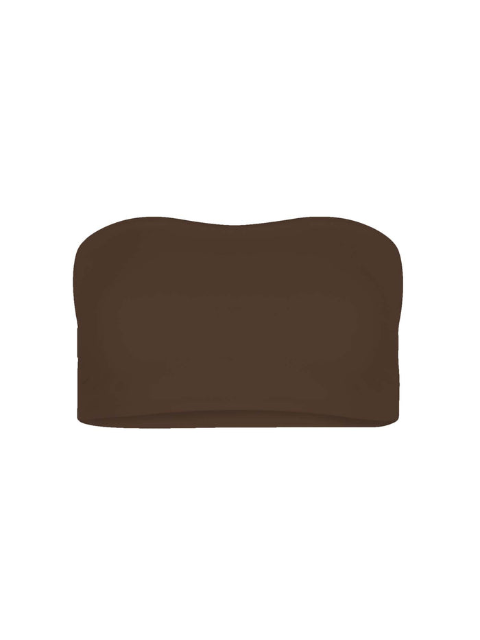 Cocoa brown boob tube top, bandeau/strapless bra with side ruching support, women's bamboo clothing