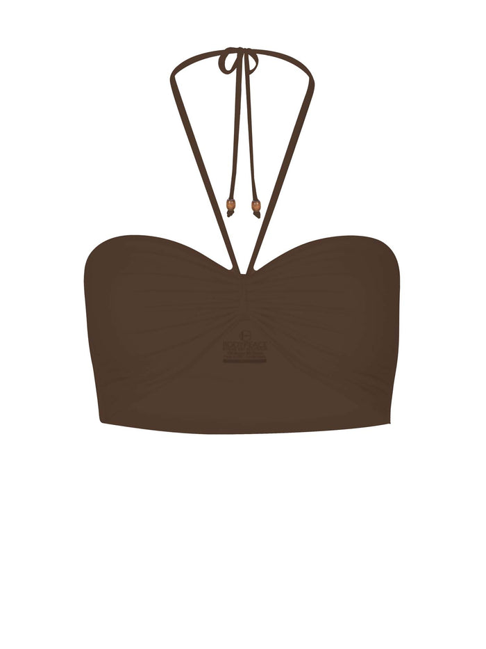 Cocoa brown boob tube top, bandeau/strapless bra with side ruching support, women's bamboo clothing