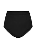black high waisted full brief with mid leg opening and double layered waistband, women's bamboo underwear