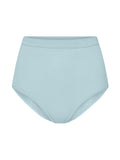 Light blue high-waisted bikini bottom on a white background