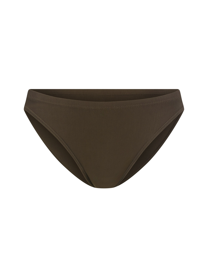 Brown bikini bottom on a white background