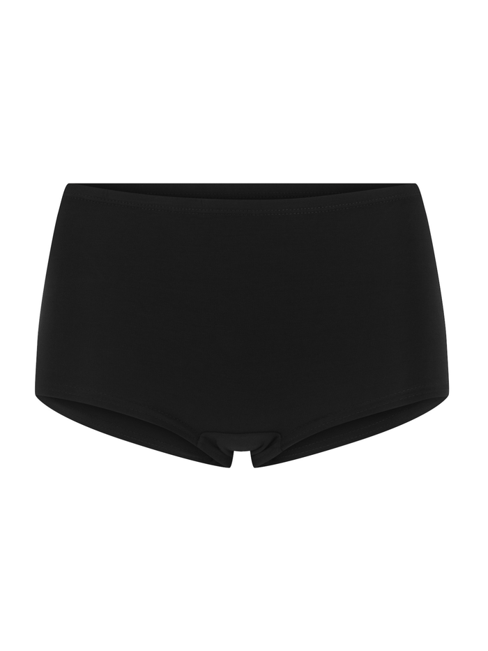 Black bamboo boyleg women's underpants on a white background