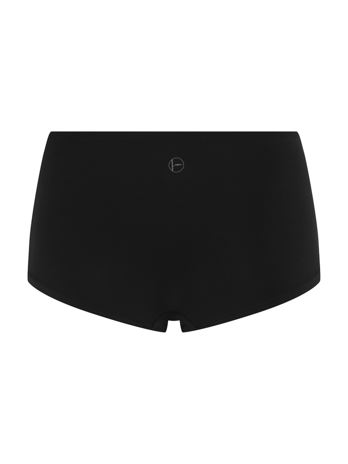 Black bamboo boyleg women's underpants on a white background