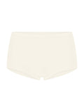 White high-waisted boyleg bikini bottom on a white background